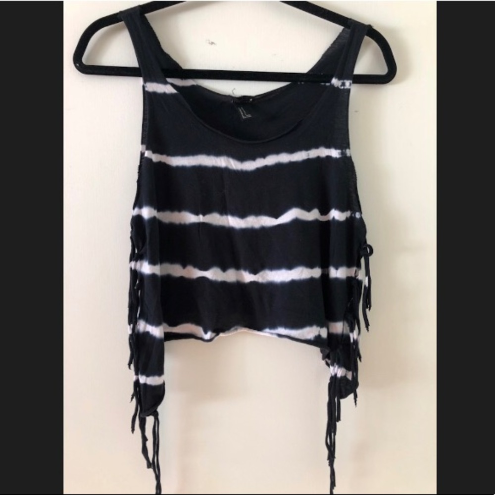 Striped Forever 21 top with side fringes